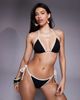 Candypants Candypants textured tirangle bikini top with contrast trim in black - 4