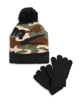 Capelli Capelli Boys' Camo Jacquard Knit Hat & Magic Gloves Set