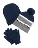 Capelli Capelli Boys' Striped Rib Knit Cuff Hat, Solid Knit Hat & Gloves Set - 1