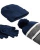 Capelli Capelli Boys' Striped Rib Knit Cuff Hat, Solid Knit Hat & Gloves Set - 2