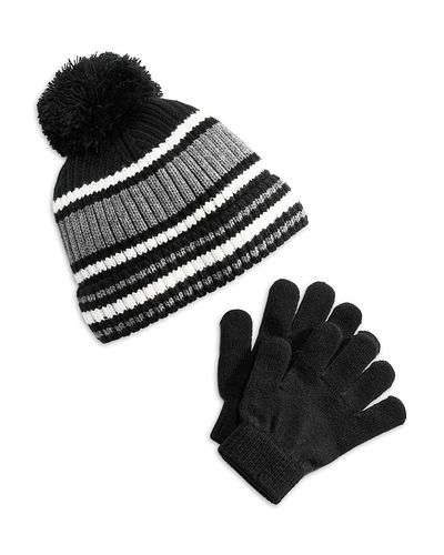 Capelli Capelli Boys' Two Piece Striped Rib Knit Hat & Magic Gloves Set