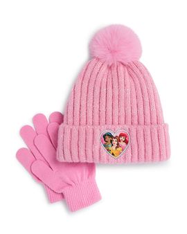 Capelli Capelli Girls' Belle, Ariel, Jasmine Chunky Yarn Beanie & Gloves Set