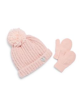 Capelli Capelli Girls' Cozy Rib Knit Two Piece Hat & Mittens Set