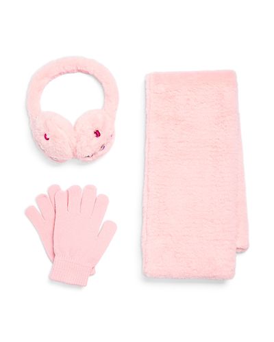 Capelli Capelli Girls' Three Piece Gemstone Faux Fur Earmuffs Set