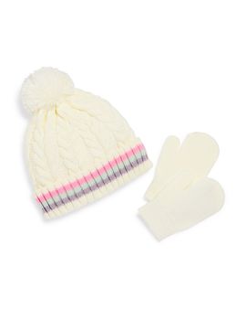 Capelli Capelli Girls' Two Piece Chunky Cable Knit Hat & Mittens Set