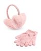 Capelli Capelli Girls' Two Piece Faux Fur Heart Earmuffs & Magic Gloves Set - 2