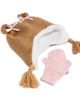 Capelli Capelli Girls' Two Piece Pretty Bear Ear Flap Hat & Mittens Set - 2