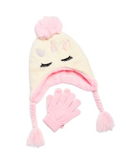 Capelli Capelli Girls' Two Piece Sweet Unicorn Chenille Hat & Magic Gloves Set