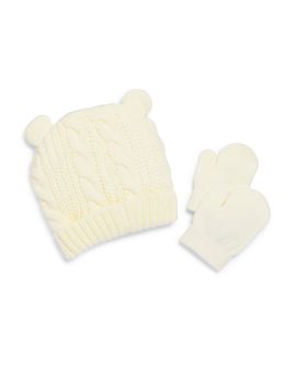 Capelli Capelli Unisex Two Piece Bear Cable Knit Hat & Magic Mittens Set