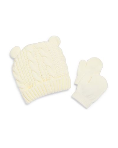 Capelli Capelli Unisex Two Piece Bear Cable Knit Hat & Magic Mittens Set