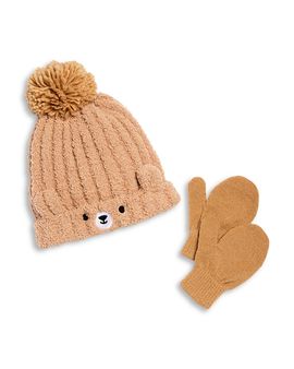 Capelli Capelli Unisex Two Piece Bear Rib Knit Cozy Hat & Magic Mittens Set