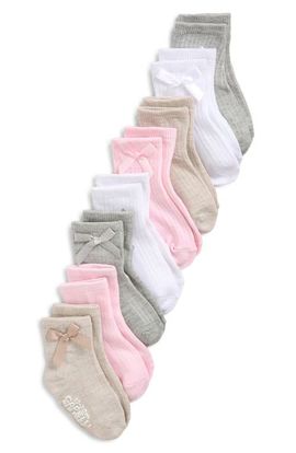 Capelli New York Capelli New York Assorted 8-Pack Rib Grippy Crew Socks with Bows