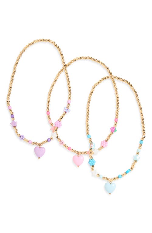Capelli New York Capelli New York Kids' 3-Piece Beaded Heart Pendant Necklace Set