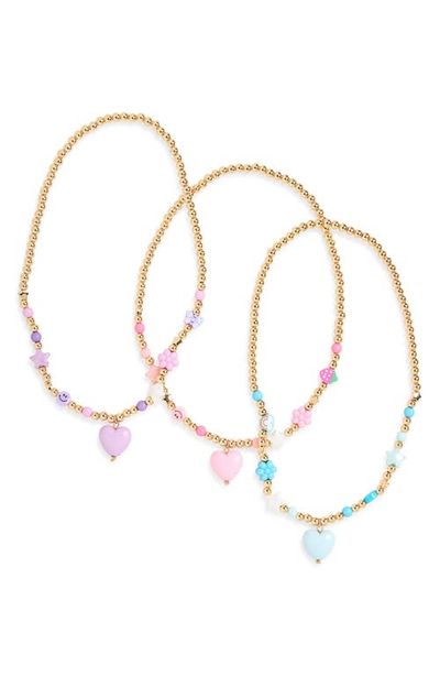 Capelli New York Capelli New York Kids' 3-Piece Beaded Heart Pendant Necklace Set