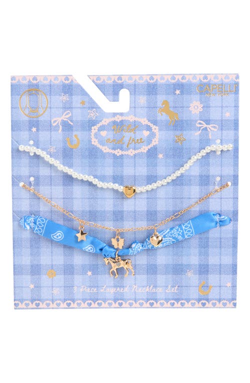 Capelli New York Capelli New York Kids' 3-Piece Horse Layered Necklace Set