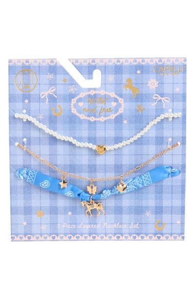 Capelli New York Capelli New York Kids' 3-Piece Horse Layered Necklace Set