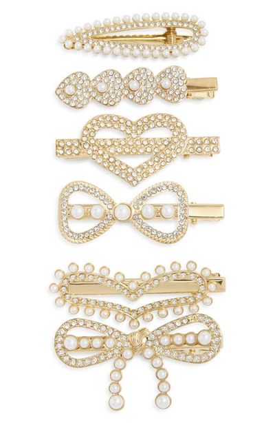 Capelli New York Capelli New York Kids' 6-Pack of Crystal & Faux Pearl Hair Clips