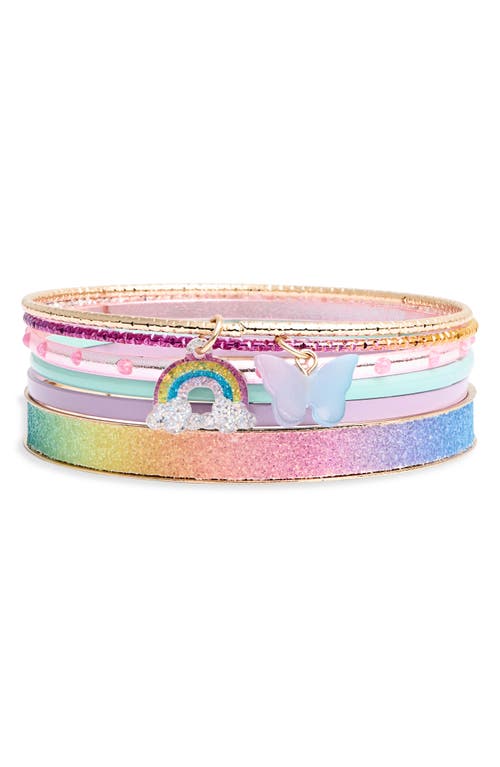 Capelli New York Capelli New York Kids' 6-Piece Assorted Rainbow & Butterfly Charm Bangle Set