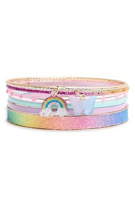 Capelli New York Capelli New York Kids' 6-Piece Assorted Rainbow & Butterfly Charm Bangle Set