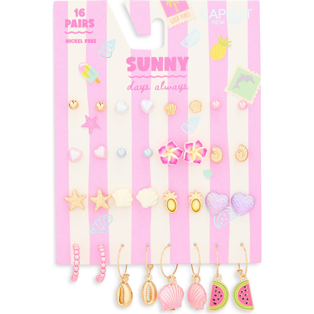 Capelli New York Capelli New York Kids' Assorted 16-Piece Tropical Earrings Set