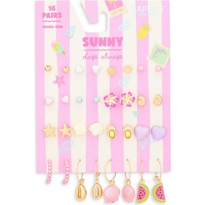 Capelli New York Capelli New York Kids' Assorted 16-Piece Tropical Earrings Set