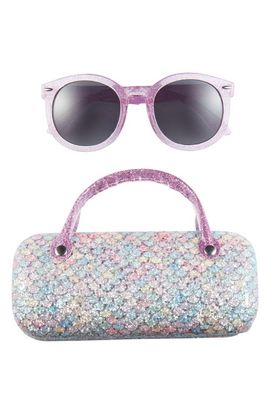 Capelli New York Capelli New York Kids' Round Sunglasses & Glitter Mermaid Case Set