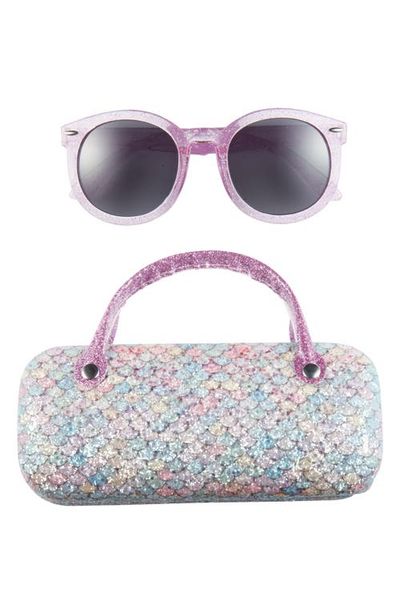 Capelli New York Capelli New York Kids' Round Sunglasses & Glitter Mermaid Case Set