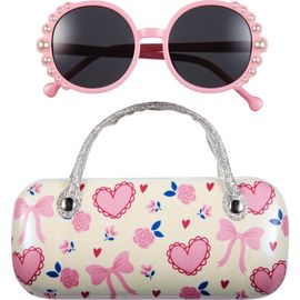 Capelli New York Capelli New York Kids' Round Sunglasses & Pretty Icons Case Set