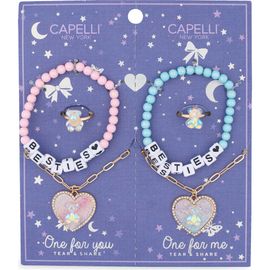 Capelli New York Capelli New York Kids' Tear & Share 6-Piece Bracelet, Ring & Necklace Set