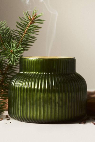 Capri Blue Woody Fir & Firewood Glass Candle