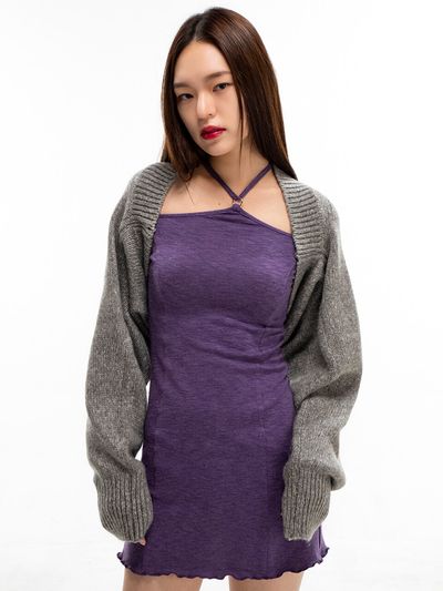 capricieux Loose Fit Knit Bolero Cardigan_ Grey