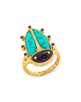 Capucine De Wulf Capucine De Wulf Amethyst & Turquoise Scarab Grande Ring