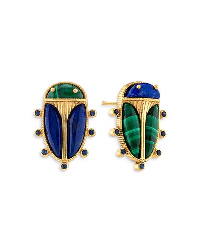 Capucine De Wulf Capucine De Wulf Multi Gemstone Scarab Mismatch Stud Earrings