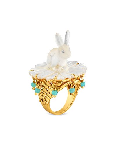 Capucine De Wulf Capucine De Wulf Villandry Mixed Stone Bunny On Flower Ring in 18K Gold Plated