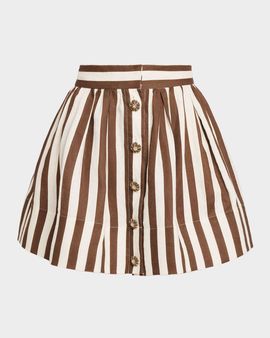 Cara Cara Betty Linen Fit-&-Flare Mini Skirt