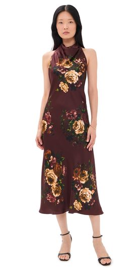 Cara Cara Cara Cara Fara Silk Dress Ariana Flora Merlot