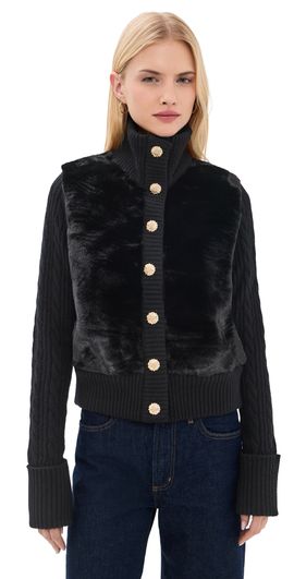 Cara Cara Cara Cara Logan Faux Fur Cardigan Black