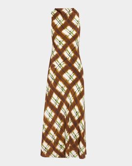 Cara Cara Crystal Plaid Silk Midi Dress