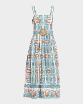 Cara Cara Julie Belted Poplin Midi Dress