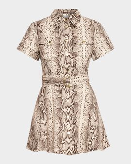 Cara Cara Walter Snakeskin-Printed Cotton Canvas Mini Dress