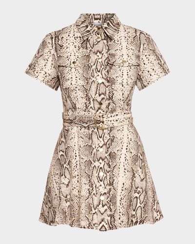 Cara Cara Walter Snakeskin-Printed Cotton Canvas Mini Dress