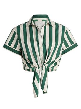 Cara Cara Women's Asbury Striped Cotton Tie-Front Crop Top
