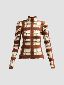 Cara Cara Women's Chira Blurred Plaid Turtleneck Top