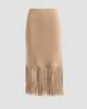 Cara Cara Women's Delphi Knit Fringe Merino Wool Midi Skirt - 6