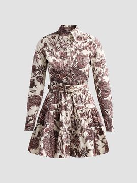 Cara Cara Women's Eugenia Floral Cotton Poplin Tiered Mini Dress