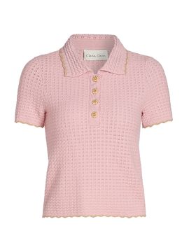 Cara Cara Women's Melody Pointelle-Knit Polo Top
