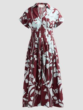 Cara Cara Women's Nash Printed Cotton Poplin Midi Shirtdress