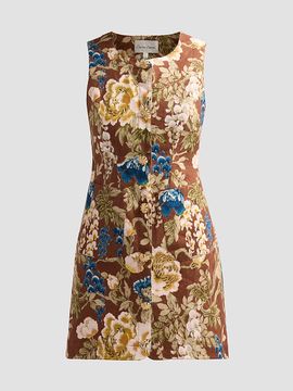 Cara Cara Women's Rhapsody Floral Linen Sleeveless Mini Dress