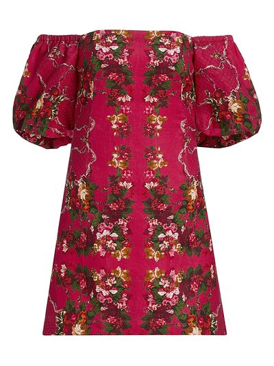 Cara Cara Women's Tully Floral Linen Off-the-Shoulder Minidress