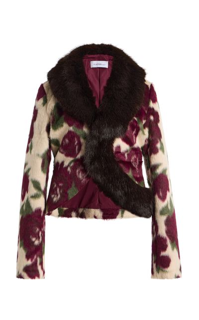Carelli Carelli Rosa Floral Faux Fur Cropped Blazer